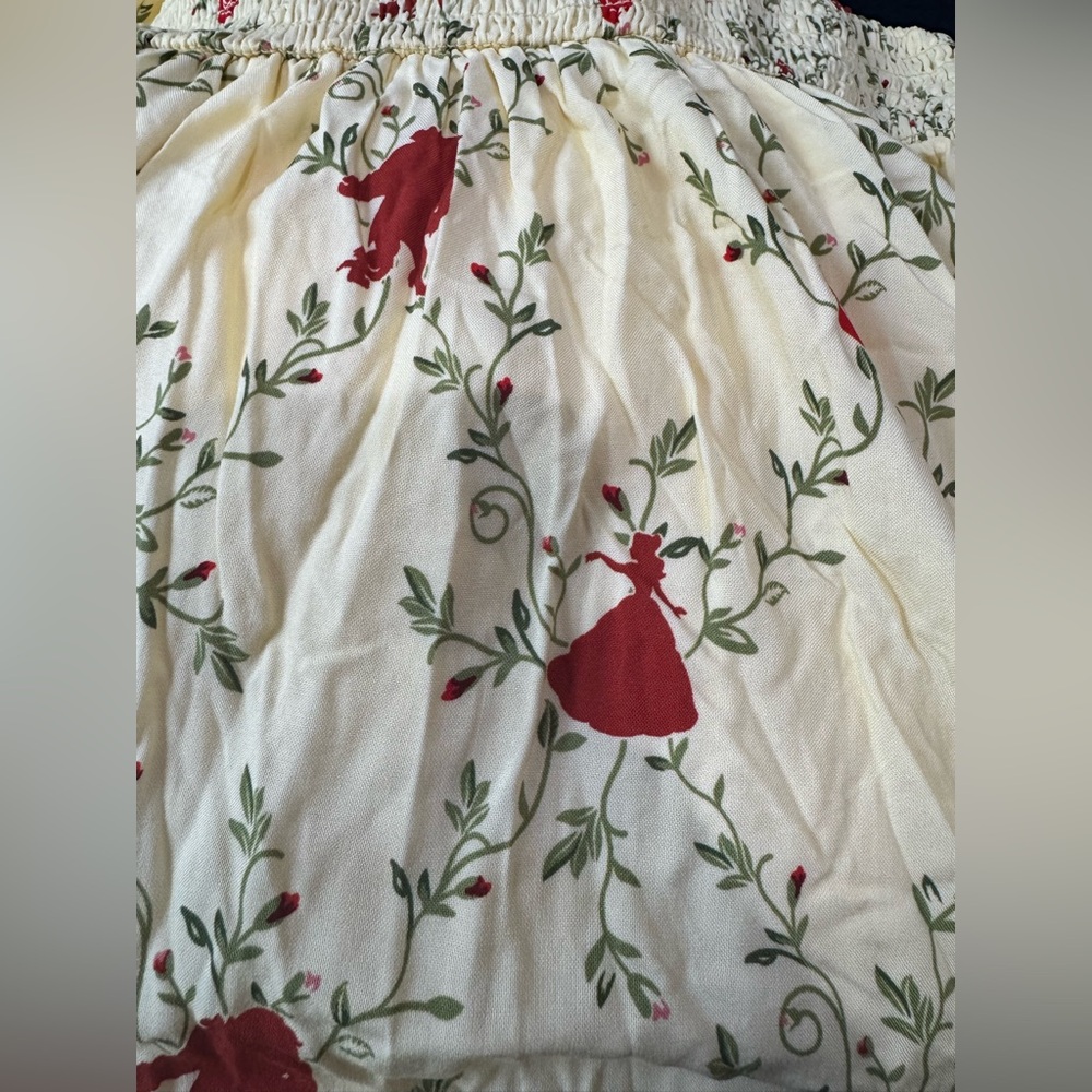 Her Universe Pale Yellow Midi Dress with Red Floral Print - Picture 3 of 6
